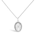 10K White Gold Diamond Accent Oval Fluted Medallion Pendant Necklace-0