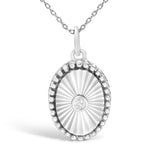 10K White Gold Diamond Accent Oval Fluted Medallion Pendant Necklace-1 thumbnail 2