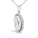 10K White Gold Diamond Accent Oval Fluted Medallion Pendant Necklace-3 thumbnail 4