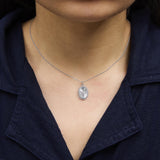 10K White Gold Diamond Accent Oval Fluted Medallion Pendant Necklace-2 thumbnail 3