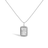 10K White Gold Diamond Accent Rectangular Shape Medallion Pendant Necklace-0 thumbnail 1