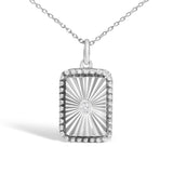 10K White Gold Diamond Accent Rectangular Shape Medallion Pendant Necklace-1 thumbnail 2