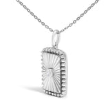 10K White Gold Diamond Accent Rectangular Shape Medallion Pendant Necklace-3 thumbnail 4