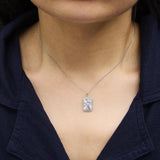 10K White Gold Diamond Accent Rectangular Shape Medallion Pendant Necklace-2 thumbnail 3