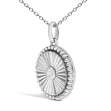 10K White Gold Diamond Accent Round Fluted Medallion Pendant Necklace-3 thumbnail 4