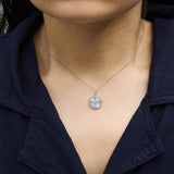 10K White Gold Diamond Accent Round Fluted Medallion Pendant Necklace-2 thumbnail 3