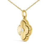 10K Yellow Gold Diamond Accent Clover Fluted Pendant Necklace-3 thumbnail 4
