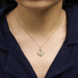 10K Yellow Gold Diamond Accent Clover Fluted Pendant Necklace-2 thumbnail 3