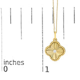 10K Yellow Gold Diamond Accent Clover Fluted Pendant Necklace-4 thumbnail 5