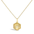 10K Yellow Gold Diamond Accent Hexagonal Fluted Medallion Pendant Necklace-0