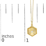10K Yellow Gold Diamond Accent Hexagonal Fluted Medallion Pendant Necklace-4 thumbnail 5