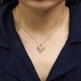10K Yellow Gold Diamond Accent Heart Medallion Fluted Pendant Necklace-2 thumbnail 3