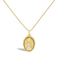 10K Yellow Gold Diamond Accent Oval Fluted Medallion Pendant Necklace-0