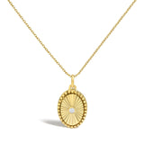 10K Yellow Gold Diamond Accent Oval Fluted Medallion Pendant Necklace-0 thumbnail 1