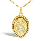10K Yellow Gold Diamond Accent Oval Fluted Medallion Pendant Necklace-1 thumbnail 2