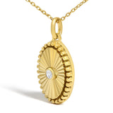 10K Yellow Gold Diamond Accent Oval Fluted Medallion Pendant Necklace-3 thumbnail 4