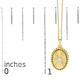 10K Yellow Gold Diamond Accent Oval Fluted Medallion Pendant Necklace-4 thumbnail 5