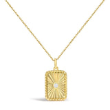 10K Yellow Gold Diamond Accent Rectangular Fluted Medallion Pendant Necklace-0 thumbnail 1