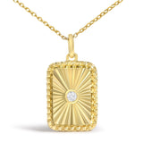 10K Yellow Gold Diamond Accent Rectangular Fluted Medallion Pendant Necklace-1 thumbnail 2