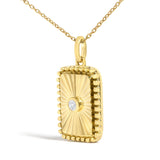 10K Yellow Gold Diamond Accent Rectangular Fluted Medallion Pendant Necklace-3 thumbnail 4