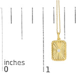 10K Yellow Gold Diamond Accent Rectangular Fluted Medallion Pendant Necklace-4 thumbnail 5