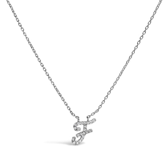 14K White Gold Diamond Accent "A-Z" Initial Script Style Pendant Necklace-10