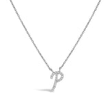 10K White Gold Diamond Accent  A-Z Initial Script Style Pendant Necklace-20 thumbnail 2