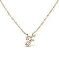 10K Yellow Gold Diamond Accent  A-Z Initial Script Style Pendant Necklace-10