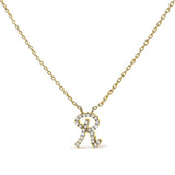 10K Yellow Gold Diamond Accent  A-Z Initial Script Style Pendant Necklace-22 thumbnail 8