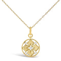 10K Yellow Gold 1/5 Cttw Diamond Openwork Medallion Pendant Necklace-0