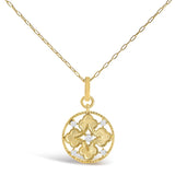10K Yellow Gold 1/5 Cttw Diamond Openwork Medallion Pendant Necklace-0 thumbnail 1