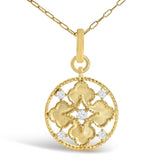 10K Yellow Gold 1/5 Cttw Diamond Openwork Medallion Pendant Necklace-1 thumbnail 2