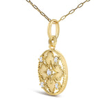 10K Yellow Gold 1/5 Cttw Diamond Openwork Medallion Pendant Necklace-3 thumbnail 4