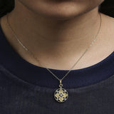 10K Yellow Gold 1/5 Cttw Diamond Openwork Medallion Pendant Necklace-2 thumbnail 3