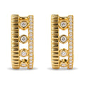 10K Yellow Gold 1/5 Cttw Diamond 3 Row Huggie Hoop Earring-0