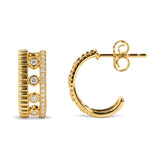 10K Yellow Gold 1/5 Cttw Diamond 3 Row Huggie Hoop Earring-3 thumbnail 4