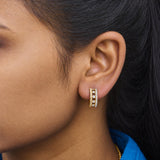 10K Yellow Gold 1/5 Cttw Diamond 3 Row Huggie Hoop Earring-2 thumbnail 3