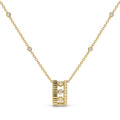 10K Yellow Gold 1/5 Cttw Diamond 3 Row Circle Pendant Necklace-0