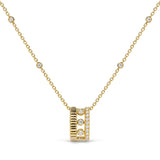 10K Yellow Gold 1/5 Cttw Diamond 3 Row Circle Pendant Necklace-0 thumbnail 1