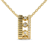 10K Yellow Gold 1/5 Cttw Diamond 3 Row Circle Pendant Necklace-1 thumbnail 2