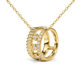 10K Yellow Gold 1/5 Cttw Diamond 3 Row Circle Pendant Necklace-3 thumbnail 4