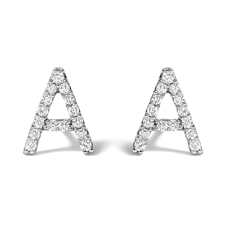 10K White Gold 1/10 Cttw Diamond Initial “A” to 