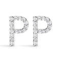 10K White Gold 1/10 Cttw Diamond Initial “A” to "Z" Stud Earring-20