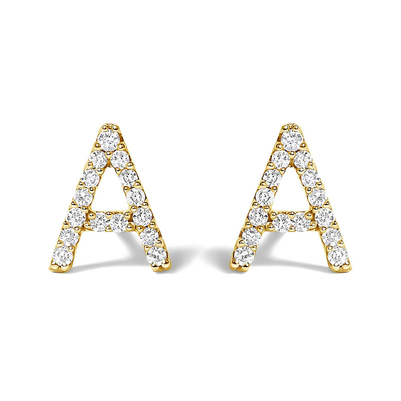 10K Yellow Gold 1/10 Cttw Diamond Initial “A” to 