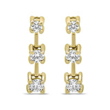 14K Gold Round Diamond 3 Stone Graduated Linear Drop Past, Present and Future Stud Earrings (H-I Color, SI1-SI2 Clarity)-1 thumbnail 2