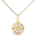 14K Yellow Gold 1/4 Cttw Diamond Openwork Medallion Pendant Necklace-0