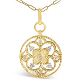 14K Yellow Gold 1/4 Cttw Diamond Openwork Medallion Pendant Necklace-1 thumbnail 2