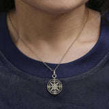 14K Yellow Gold 1/4 Cttw Diamond Openwork Medallion Pendant Necklace-2 thumbnail 3