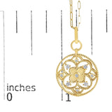 14K Yellow Gold 1/4 Cttw Diamond Openwork Medallion Pendant Necklace-4 thumbnail 5