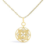 14K Yellow Gold 1/4 Cttw Diamond Openwork Medallion Pendant Necklace-0 thumbnail 1